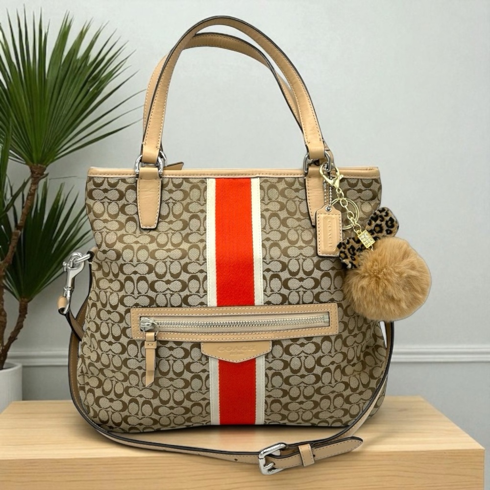 Coach Tan and Orange Shoulder Bag